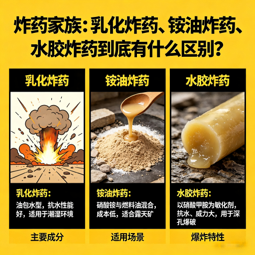 钦南炸药家族：乳化炸药、铵油炸药、水胶炸药到底有什么区别？